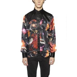 SSS WORLD CORP Cosmic Print Button-Up Shirt Men MULTICOLOR T-Shirts